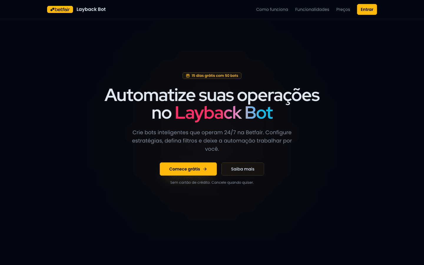 Layback Bot for Betfair landing page